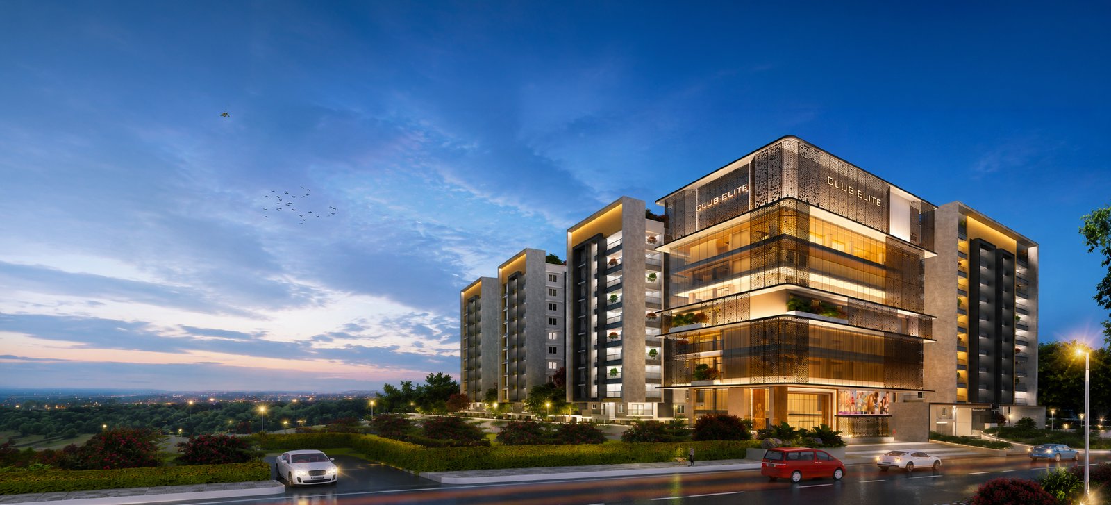 Evening view of Elite Spaces